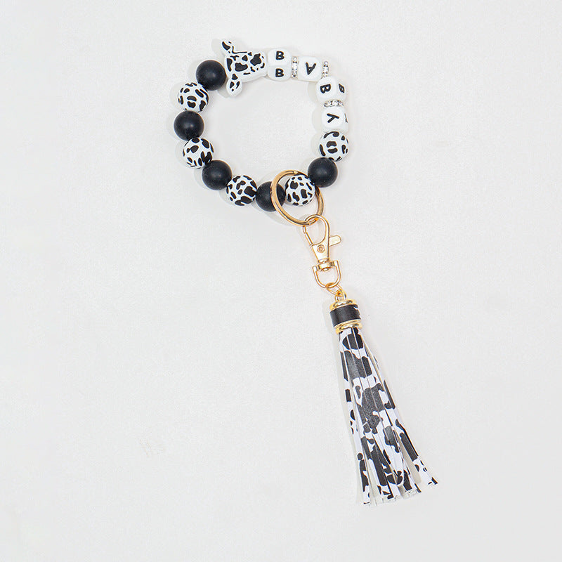 Wholesale ABS Bull Head Silicone Beaded Wrist Keychain